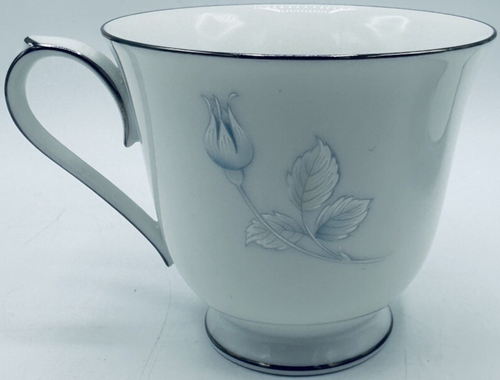 Noritake Japan Virtue Pattern Platinum Edge White & Blue 2934 Tea Cup and Saucer - Picture 6 of 11