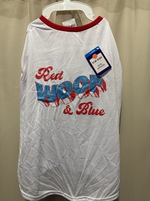 Top Paw Dog Shirt Red, Woof & Blue XL