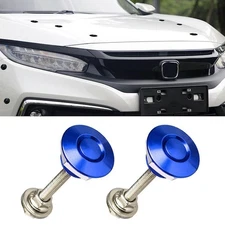 2PCS Push Button Quick Release Car Hood Bonnet Latch Pin Lock Bumper Clip Blue