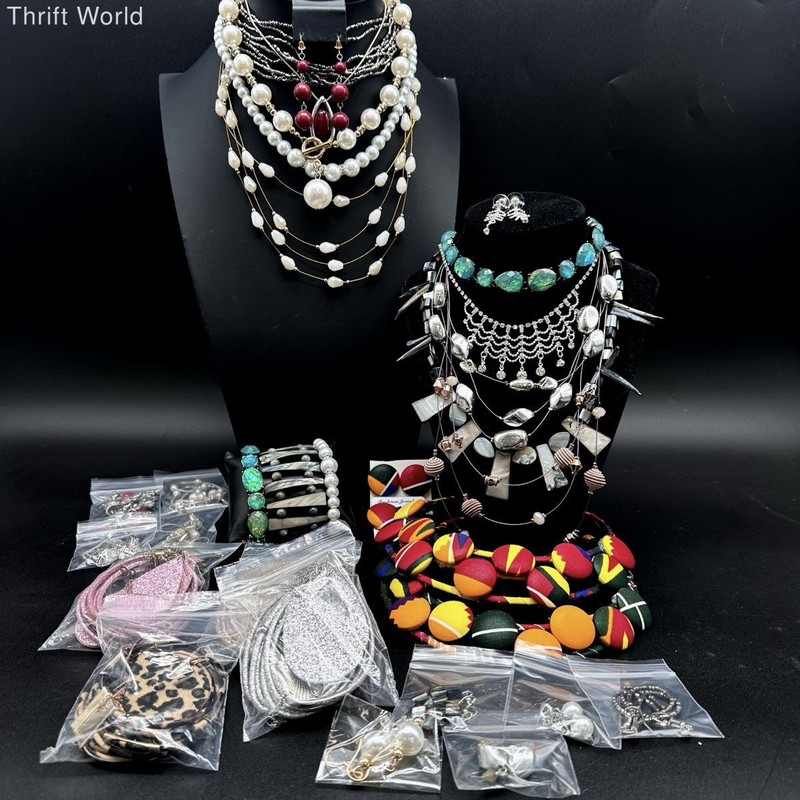 Fashion Costume Jewelry Lot 22 Pcs Necklaces Bracelets Sterling Silver Accents