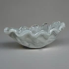 Vtg Murano Art Blown Glass Ruffled Bowl Sea Shell Mermaid Core