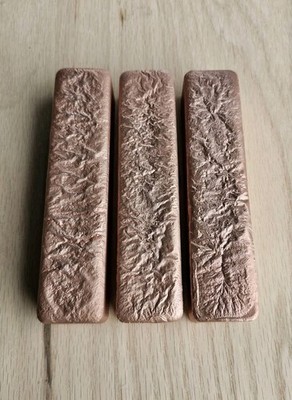 3 Large High Quality 6'' Hand Poured Pure Copper Bread Loaf Art Bars 8.82 Lbs.