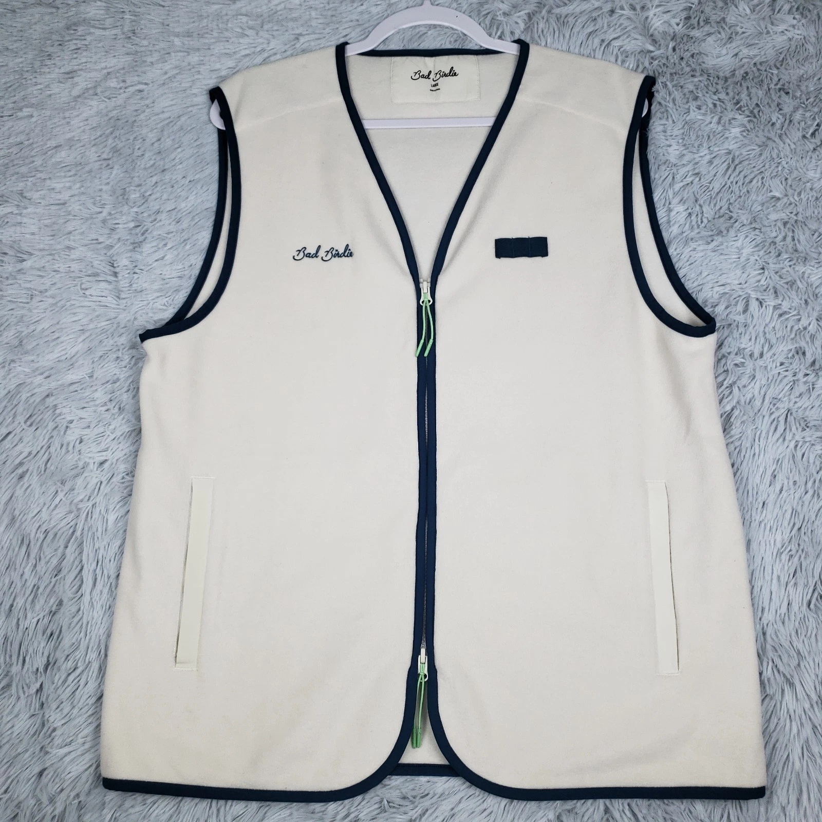 Bad Birdie Golf Vest Mens Large Cream White Bel Air Golfing Hike Camp Dad Preppy