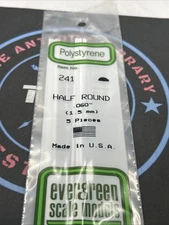 Evergreen Scale. Polystyrene Strips. 14" 241 Half Round .060 (5)
