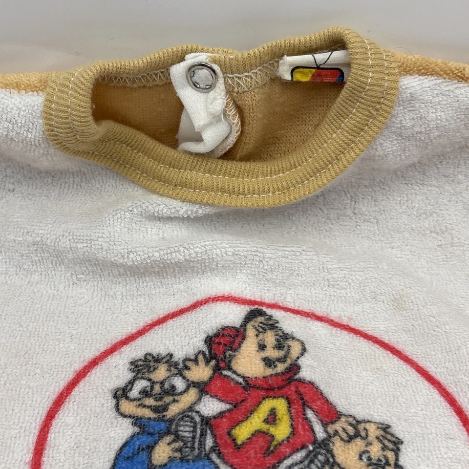 VINTAGE ALVIN & THE CHIPMUNKS ONE PIECE 12 MONTHS TERRY CLOTH BABY OUTFIT TV SET - Image 3 of 4