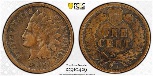1909-S Indian Head Cent 1C PCGS VF Detail Cleaned #0429