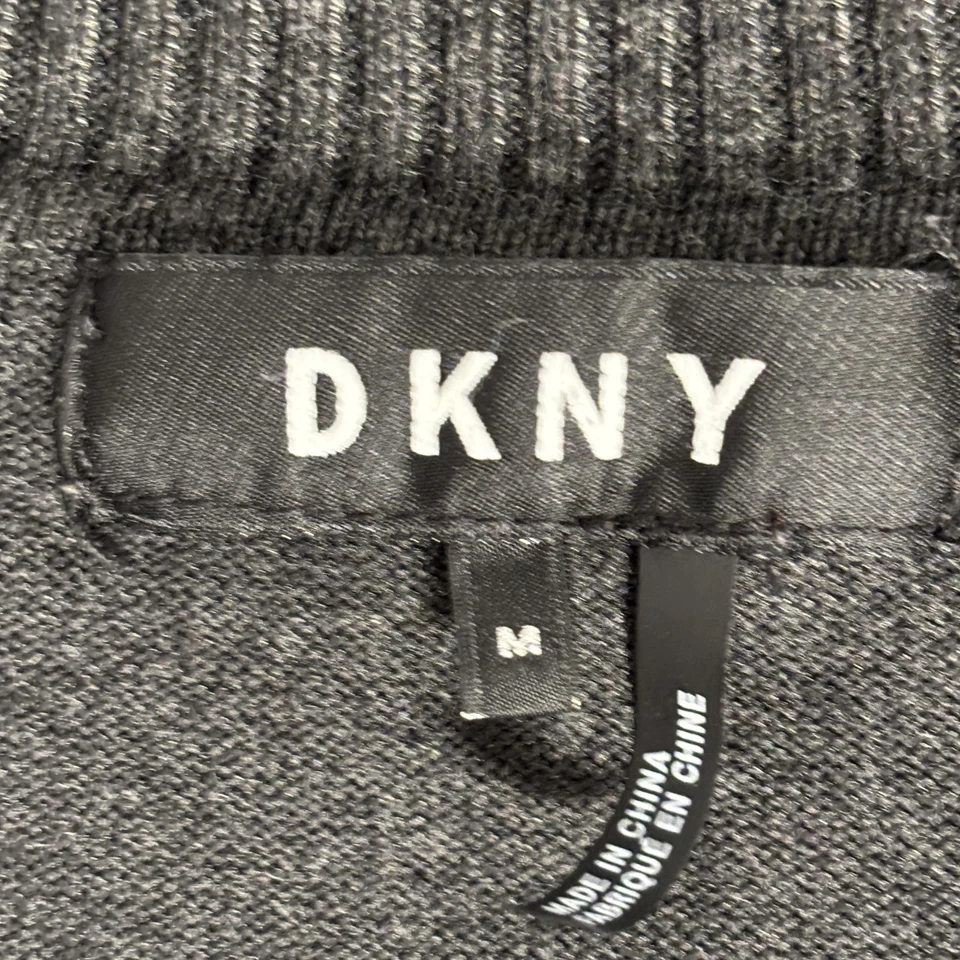 Suéter DKNY Mujer Medio Gris Carbón Circa 1989 Logo Pullover Cuello Redondo Tejido Foto 4 de 4
