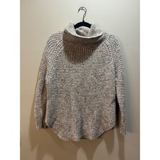 Free People XS Dylan Tweedy Oversized Knit Sweater Oatmeal Wool Blend 128