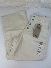 Levis Womens Mile High Wide Leg Cropped Jeans Twill Birch Natural Size 26 New