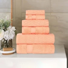 Cotton Chevron 6-Piece Towel Set, Zero Twist, Quick Dry, Home Essentials, Sho...