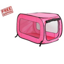 Portable Fuchsia Pop-Up Kennel, Lightweight Collapsible Dog Crate 32.5"x19.5"