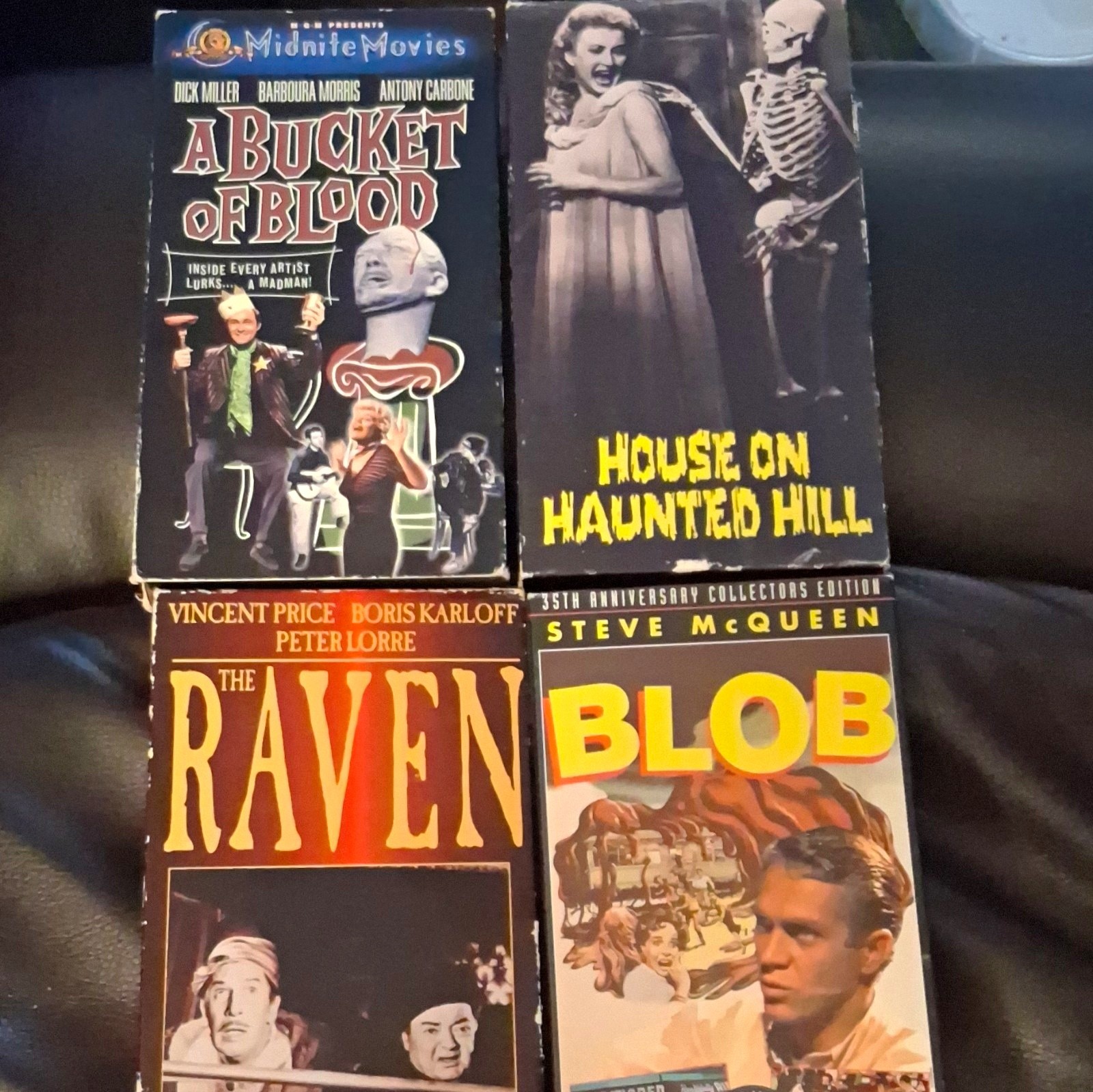 4 Horror VHS The Blob 35th ,The Raven,Bucket of Blood,House on Haunted Hill