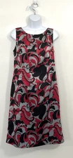 Ann Taylor Red Black Abstract Floral Dress Size 6 Small  Career Preppy Office