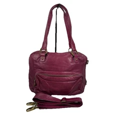 HOBO International Plum Leather Front Pocket Shoulder Bag Purse Removable Strap