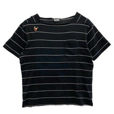 HYSTERIC GLAMOUR Girls Embroidered Striped Cotton T-Shirt Black, Used, Free Size
