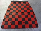 VESPA LAMBRETTA CHECKERED CHECKED MUD FLAP MUDFLAP RED / BLACK SLIGHT MARKS