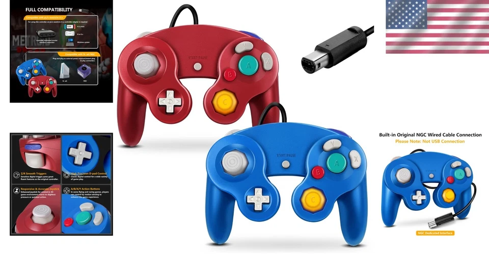 Brand New Gamecube Controller 2Pack Blue & Red - Image 2 of 4