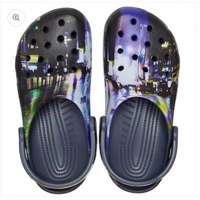 Crocs Classic Meta Scape Clogs Size M 8 W 10 Storm City Nightscape Comfort Black