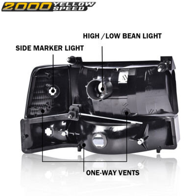 PIT66 Headlights Assembly w/Corner Signal Bumper Lamps, Compatible w