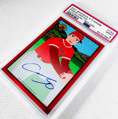 2021 Bowman X Keith Shore Shohei Ohtani Auto Red SP #/10 PSA 9