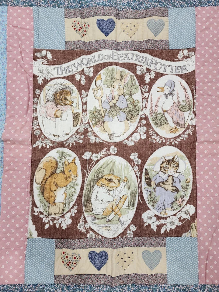 Vintage Beatrix Potter Peter Rabbit Crib Baby Blanket Quilt Handmade Vtg 34x42.5 - Image 2 of 4