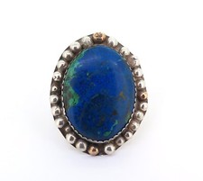 .Stunning Azurite  Malachite Decorative Sterling Silver Statement Ring 34.3g