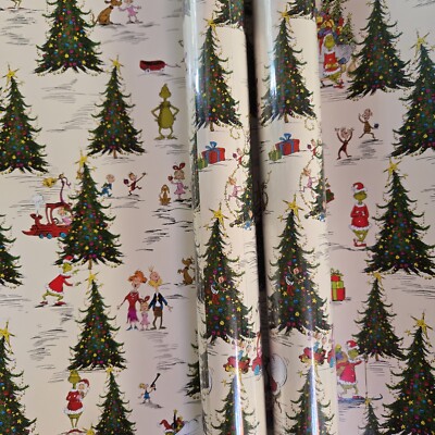 How The Grinch Stole Christmas Gift Wrap 45sqft 2 Rolls Wrapping Paper 