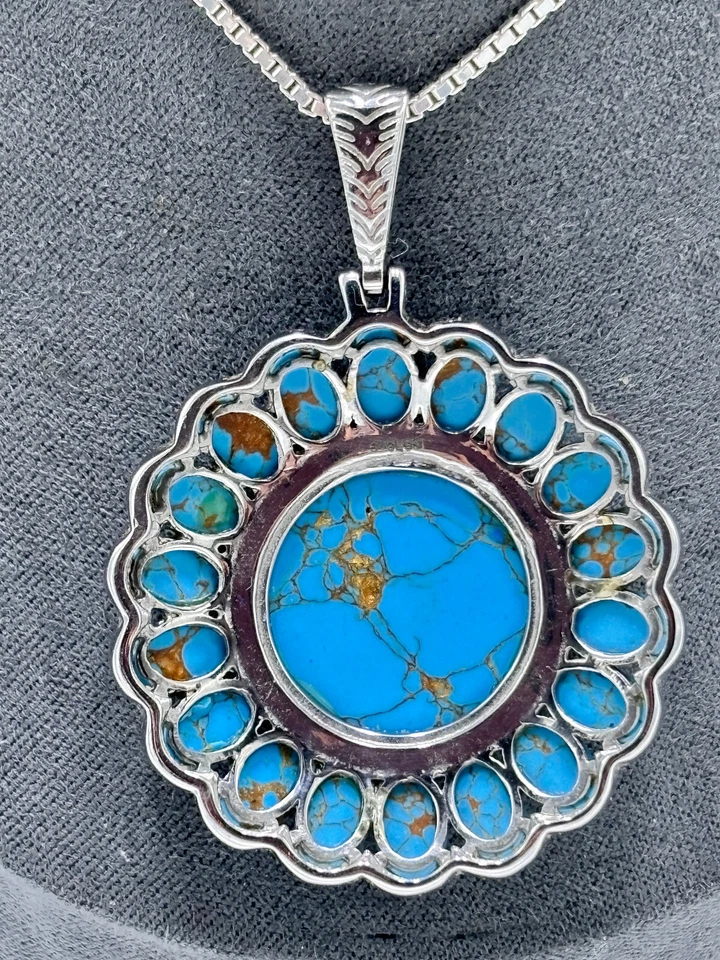 Blauer Türkis Anhänger Edelstahl - Bild 4 von 4