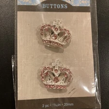 See-ology Pink Crown 3/4” Decorative  Buttons~NIP