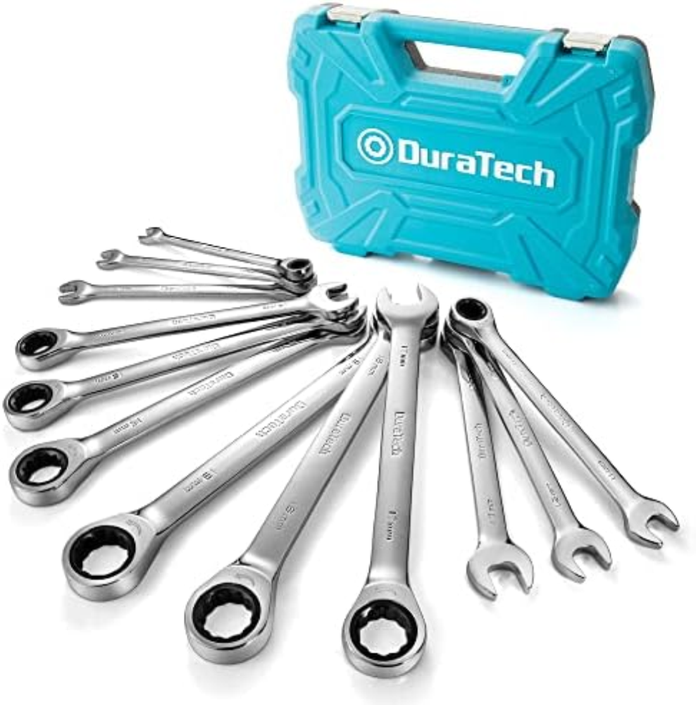 DURATECH Set di Chiavi a Cricchetto, Set di Chiavi Combinate a Testa Fissa, Metr