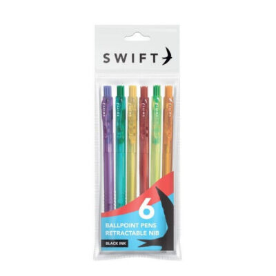 Bunte verschiedene einziehbare Kugelschreiber - 6er-Pack helle Farben Schreiben