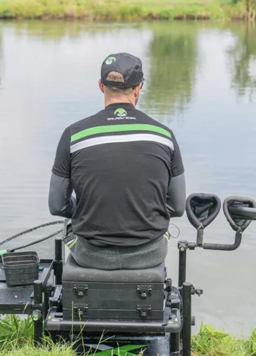 Maver Black Stripe Fishing T-Shirt – 4XL Unisex Short Sleeve With Logo (Free Postage!)