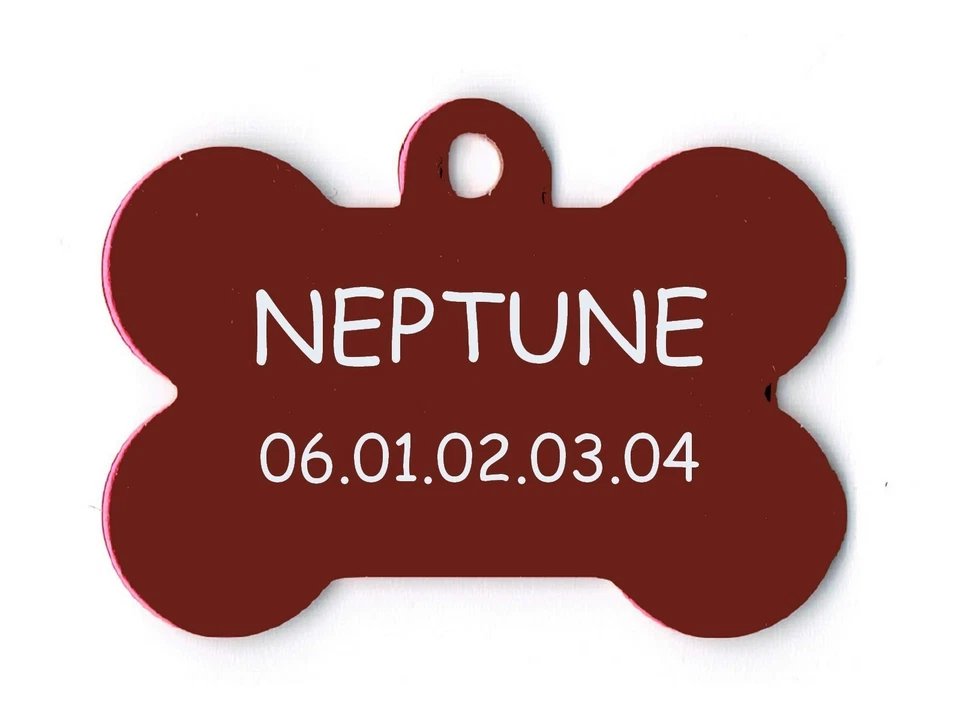 medaille gravee chien ou chat - modele petit os nunune - rouge - Photo 1/1