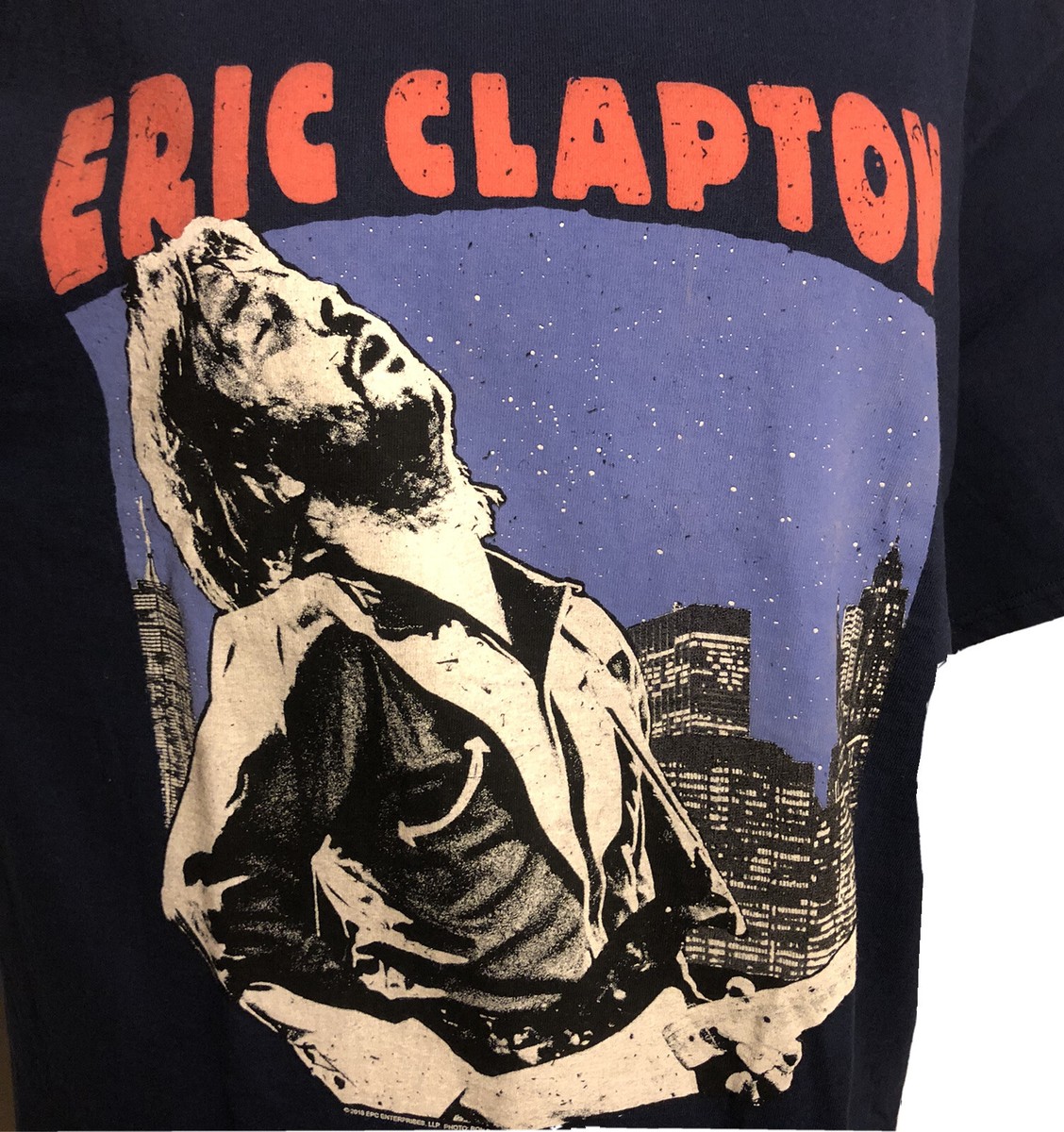 ERIC CLAPTON T-SHIRTS Mens Size L Blue Cotton 2018 Tour Merch
