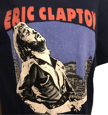 ERIC CLAPTON T-SHIRTS Mens Size L Blue Cotton 2018 Tour Merch