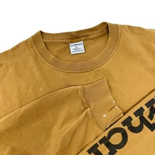 CARHARTT Mens Brown Faded Distressed Thrashed Workwear Logo Spellout Size Large