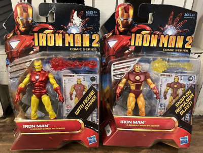 Marvel RETIRED Movie Iron Man 2 Stark Iron Man Snap-On Blast & Figure Stand Lot