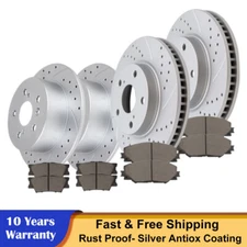 275mm Front and 281mm Rear Drilled Rotors + Brake Pads for 2006-2018 Toyota Rav4