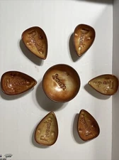 RARE Avocado Shaped Guacamole Set 6 Serving Dishes With Sauce Bowl Frankoma ?