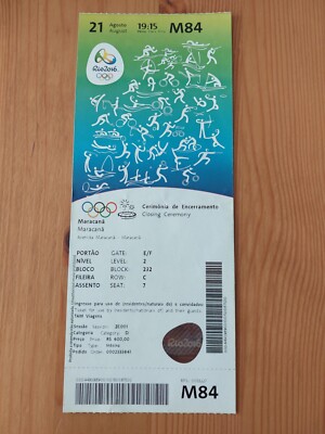 Used Ticket Olympic Games 2016 Rio Olympia M84 Closing Ceremony Pikto