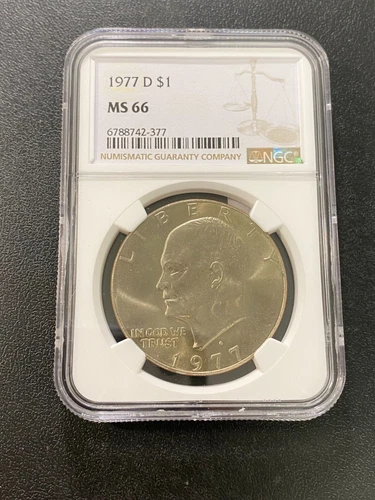 1977 D EISENHOWER DOLLAR NGC MS-66 - UNCIRCULATED - IKE DOLLAR - CERTFIED - $1