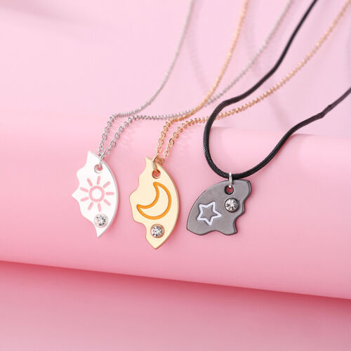 Lovecryst 3Pcs/set Sun Moon Star Pendant Necklace Best Friend Bff Friendship Cou - Afbeelding 1 van 7