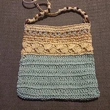 Vintage Y2K Boho Cottagecore Crochet Knit Crossbody Coastal Chic Straw Purse