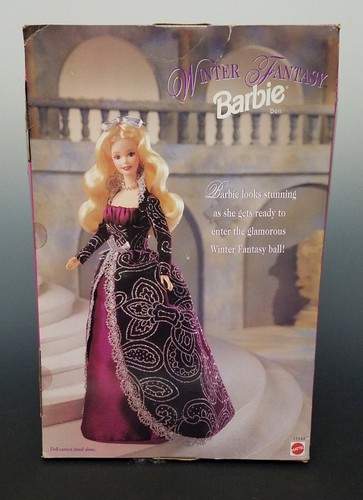 1996 Barbie Special Edition Winter Fantasy Doll Purple and Silver Dress - Picture 4 of 6