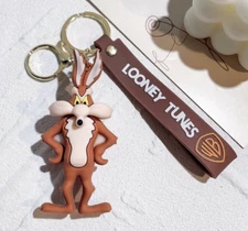 Wile E. Coyote Looney Tunes Themed 3D Rubber Keychain/Bag Charm/Backpack Clip