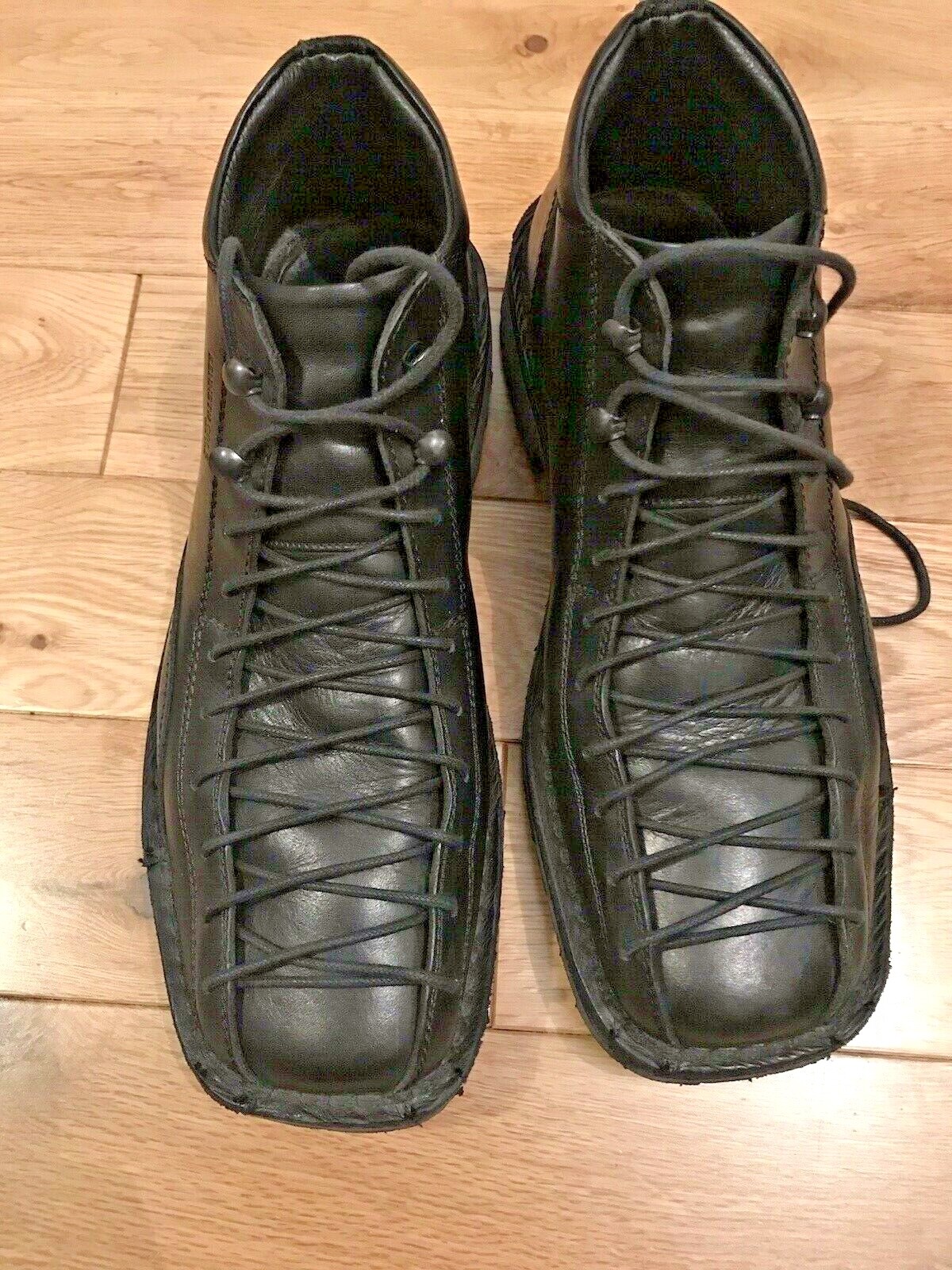 MENS BLACK LEATHER LACE ANKLE BOOTS UK 
