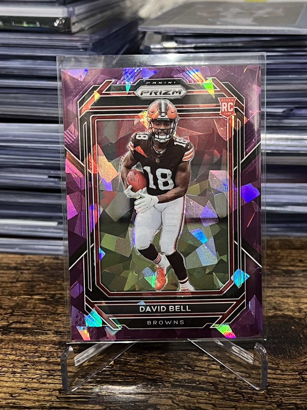 2022 Panini Prizm #334 David Bell Purple Cracked Ice Prizm Rookie 081/225