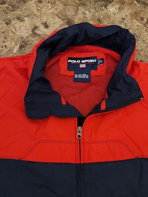 Vtg Polo Sport Ralph Lauren RL-67 Performance Full-Zip Red Blue