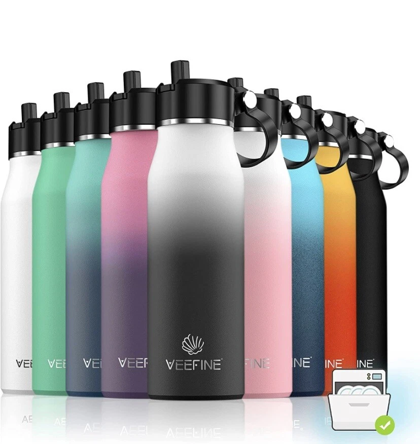 VeeFine Insulated Water Bottle With Straw Dishwasher Safe Water Bottle  BPA-Fr….