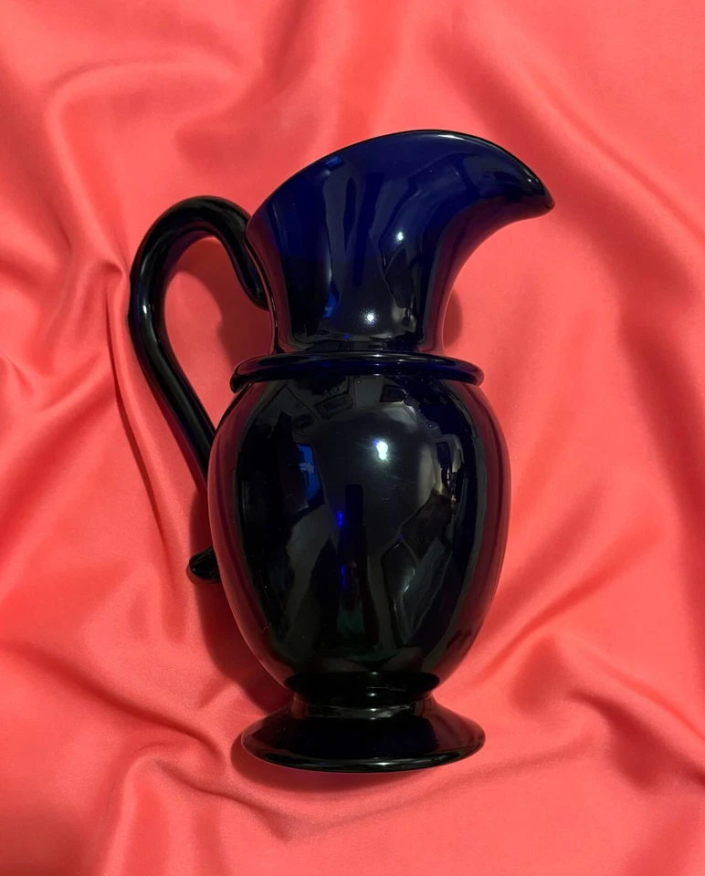 JARRA DE COLECCIÓN AZUL COBALTO SOPLADA 9" DE ALTO con PIE~FIRMADA M~¡HERMOSA! Foto 2 de 4